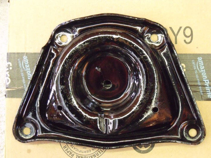 Spring seat after brush painting with Eastwood Chassis Black. 