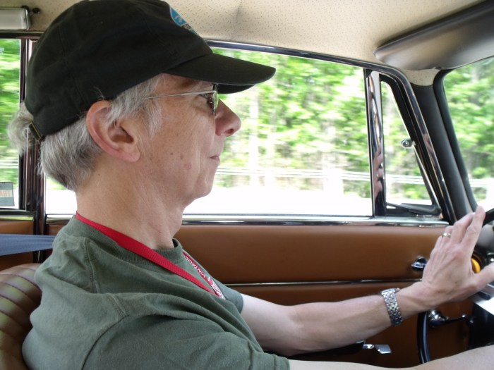 Steve Hansen enjoying his time behind the wheel of the Alfa.