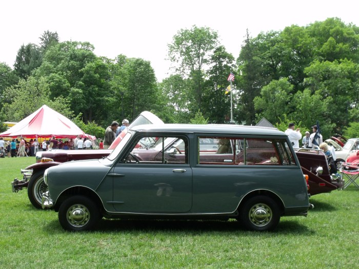 At noon, A Zimmer (of all things) invited itself in, and proceeded to park next to this Mini Clubman. 