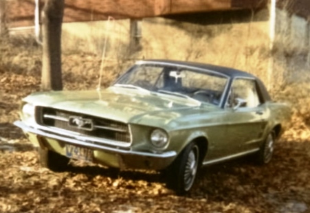 My dad's '67 Mustang, photo taken by me in our yard in 1969