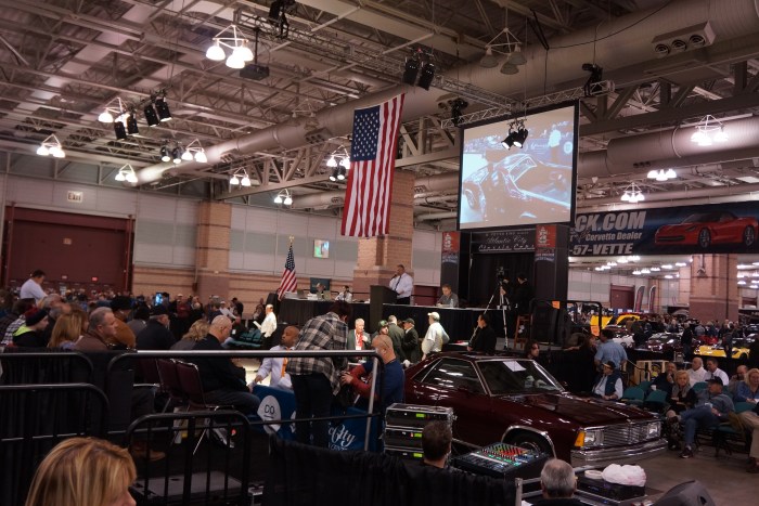 The view of the auction block from the grandstand.