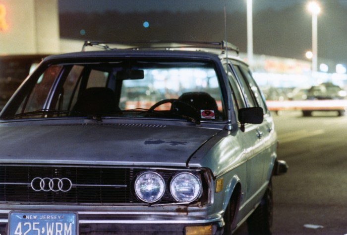 "We" failed inspection- note the sticker. One friend gave car the nickname "Worm wagon" (see plate)