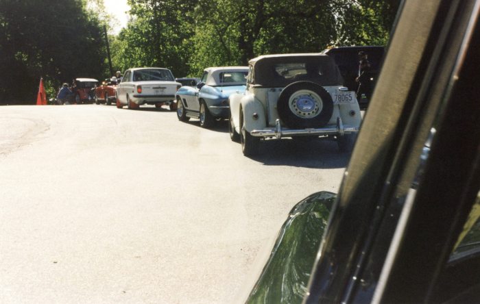 Morgan, Alfa, Volvo, Stingray, MG in front of us