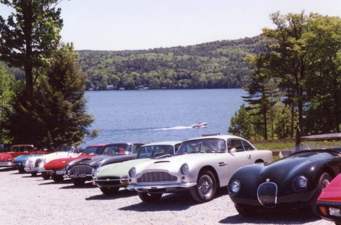 Beautiful backdrop for classic car lineup